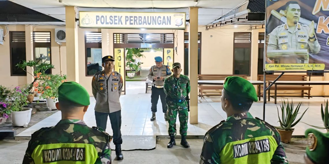 Polsek Perbaungan Polres Sergei Polda Sumut Bersama Koramil 07 Gelar Patroli Gabungan, Wujud Nyata Sinergitas TNI- Polri aga Kamtibmas
