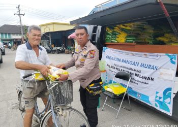 Polres Pelabuhan Belawan Gelar Gerakan Pangan Murah Polri, Jual 1 Ton Beras SPHP di Belawan II